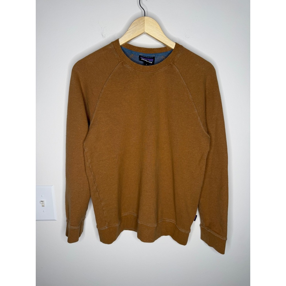 Patagonia Mens Hemp Organic Cotton Trail Harbor Crewneck Sweatshirt Brown Small